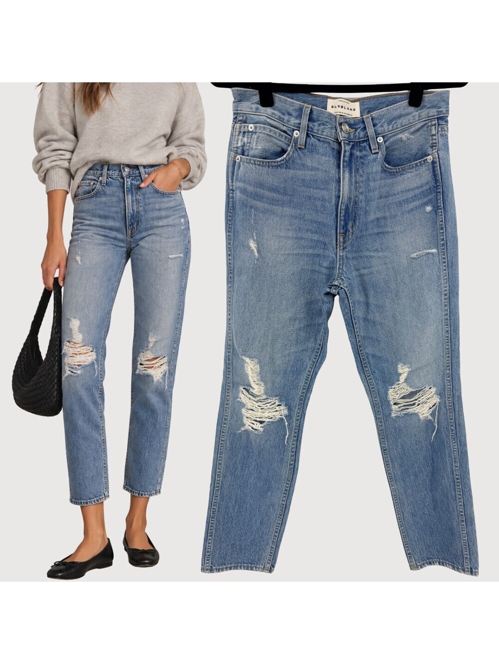 SLVRLAKE Virginia Slim Distressed High Rise Jeans Size 28